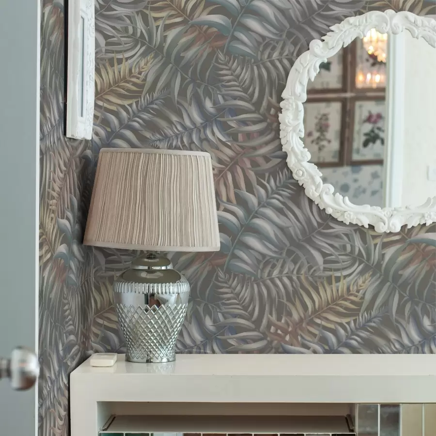 murales de pared Hojas de palmera en capas en tonos apagados a00789