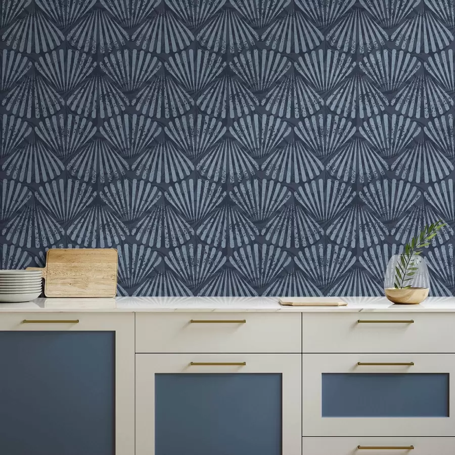 murales de pared Rayos abstractos en tonos azules, motivo dinámico a00710