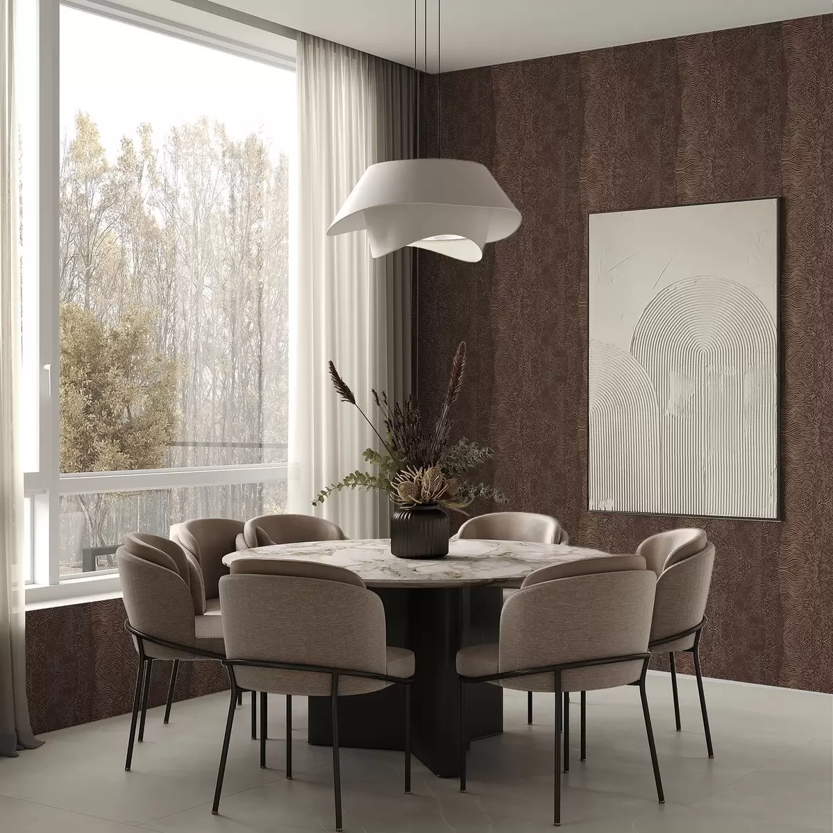 Papel pintado Patrón abstracto ondulado en tonos marrones cálidos a00804v1