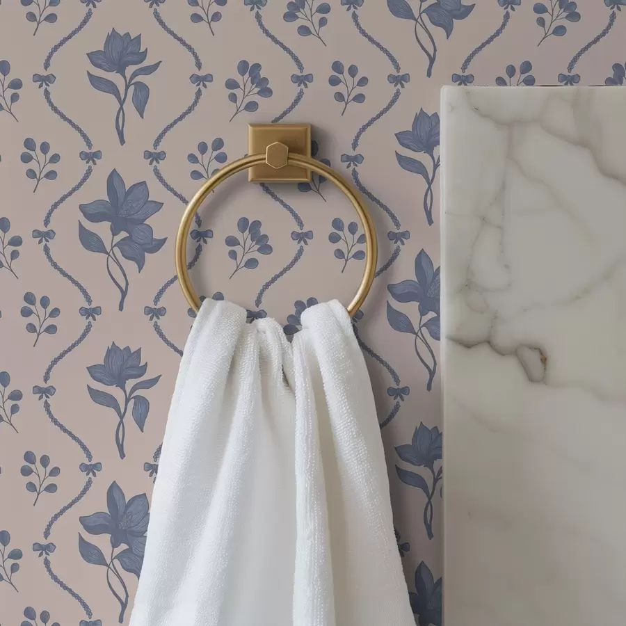 murales de pared Pequeñas flores y cintas en tonos azules y rosas a00808v3