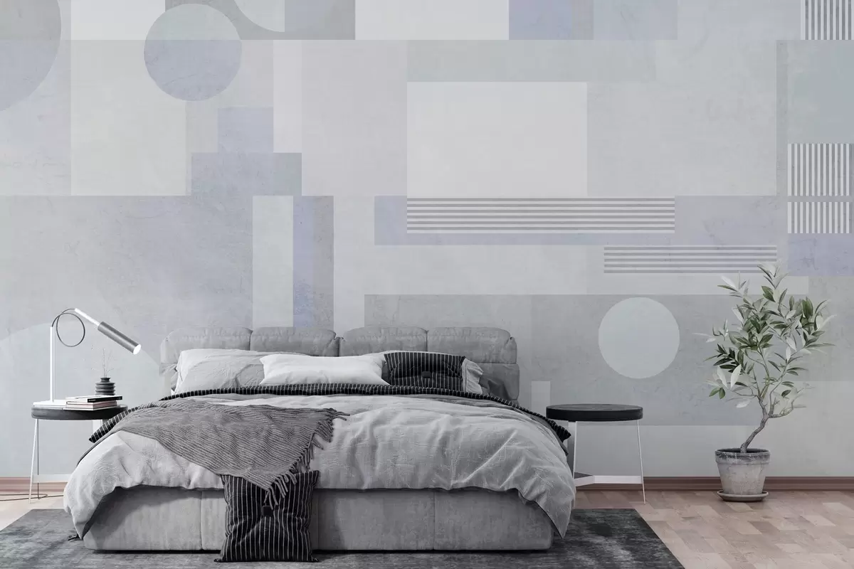murales de pared geometría abstracta en tonos gris azulados w04635v2