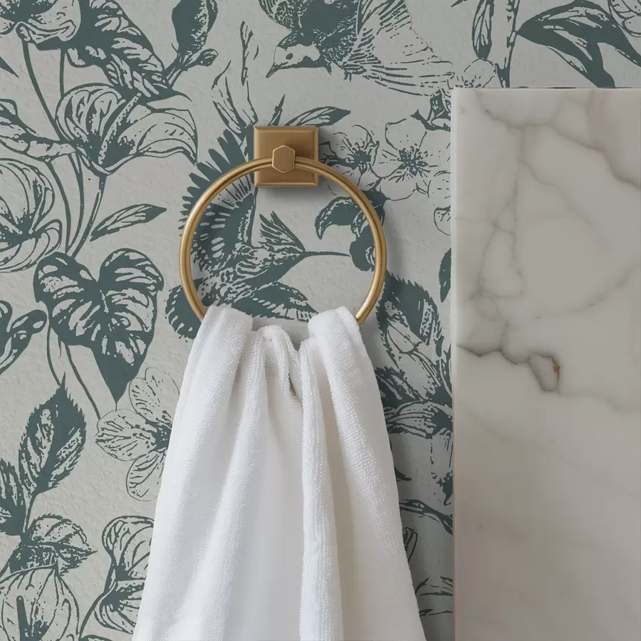 murales de pared Adorno floral monocromático con pájaros a00737