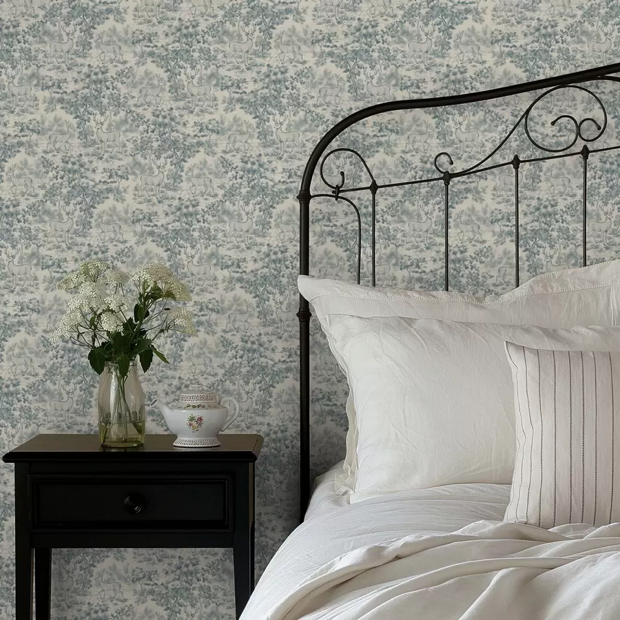 murales de pared Escena monocromática de ciervos en el bosque a00748