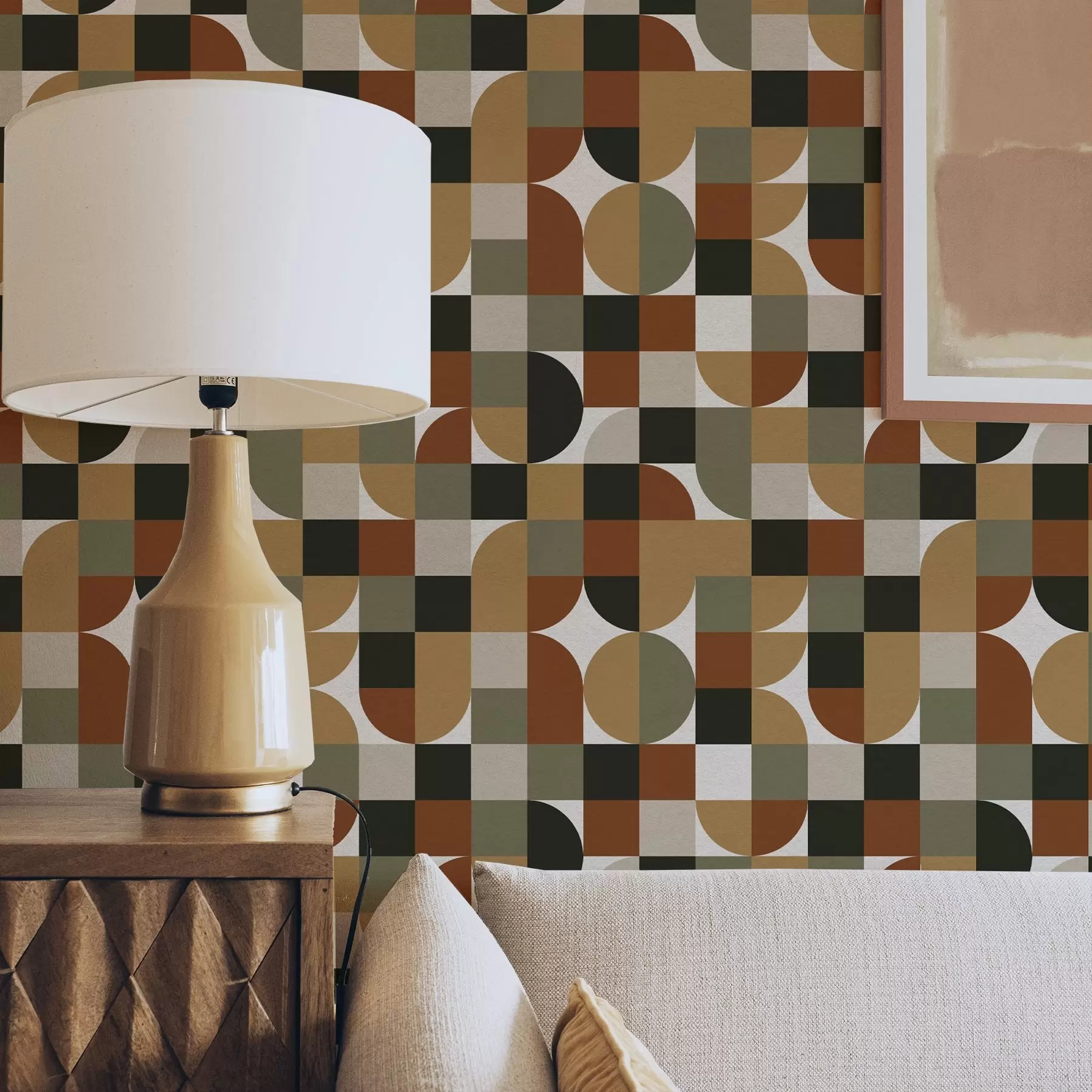 murales de pared Geometría modular en cálidos tonos tierra a00770