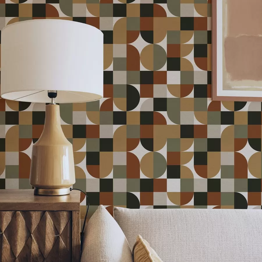 murales de pared Geometría modular en cálidos tonos tierra a00770