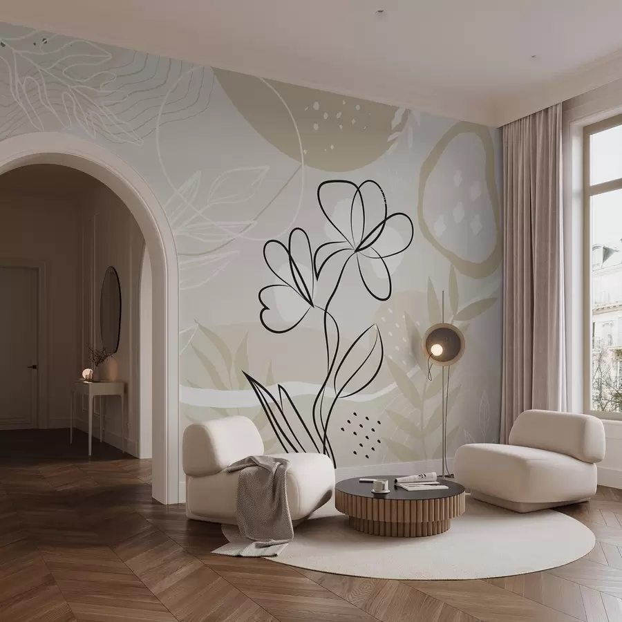 murales de pared Resumen con plantas w04760