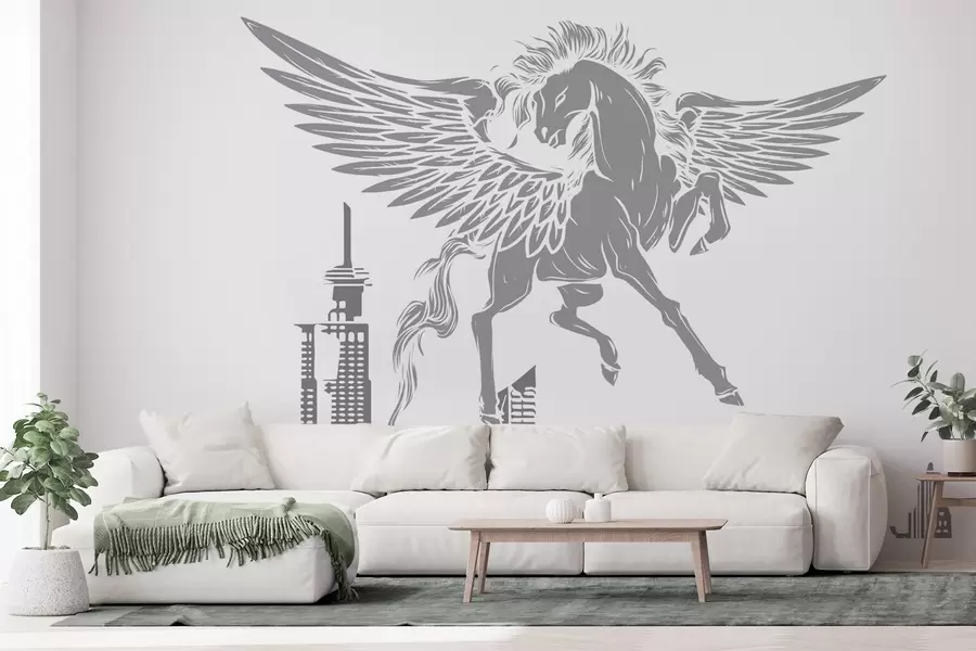 murales de pared Pegaso sobre la ciudad w04777v2
