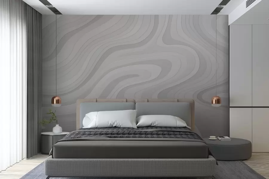 murales de pared ondas abstractas en tonos grises w04813v1