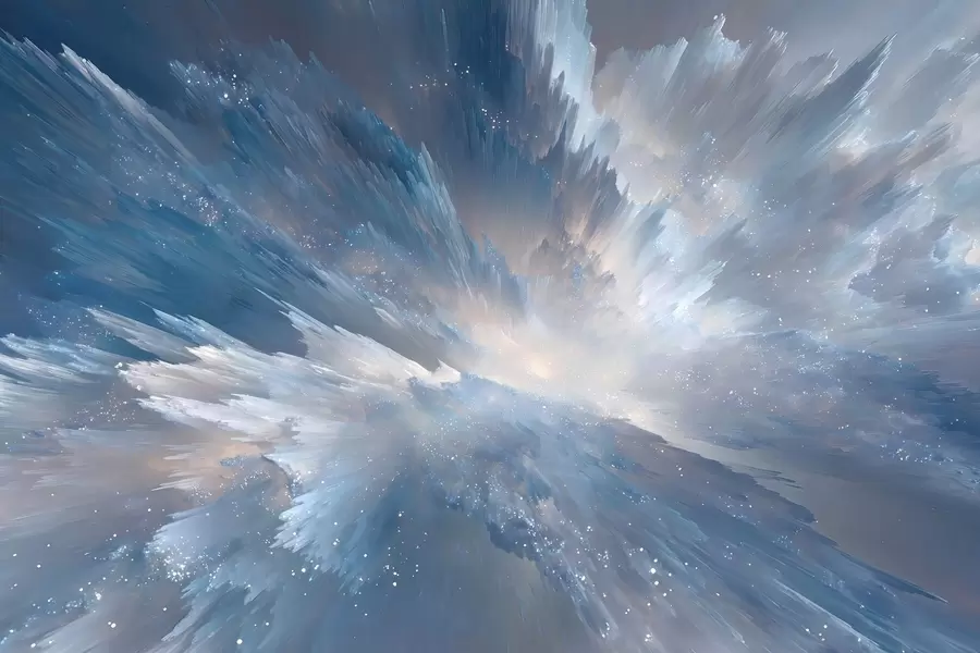 murales de pared Resumen del resplandor cósmico del cielo en tonos azules helados w09461