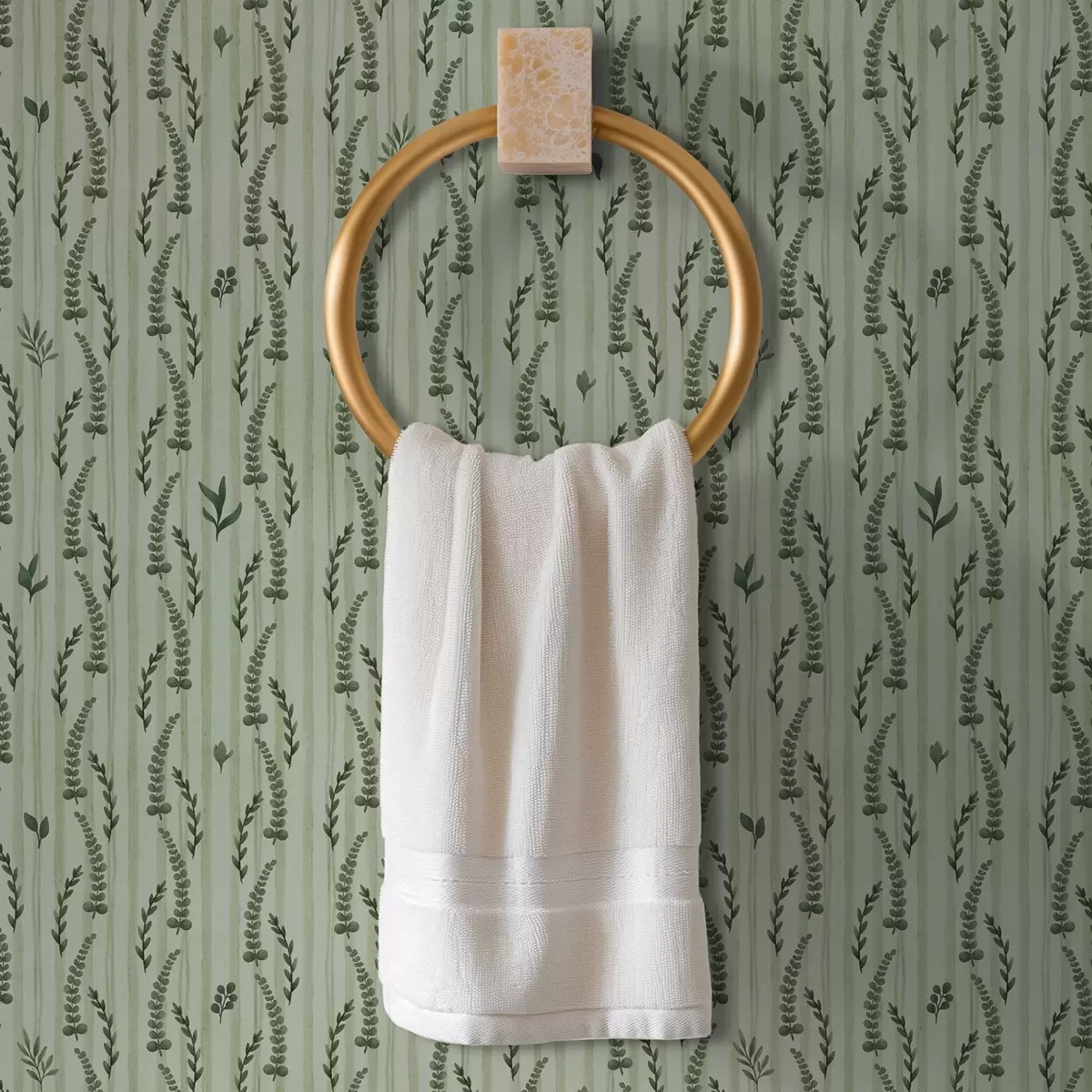 Papel pintado Hierbas verdes densas y brotes de menta con rayas a00819