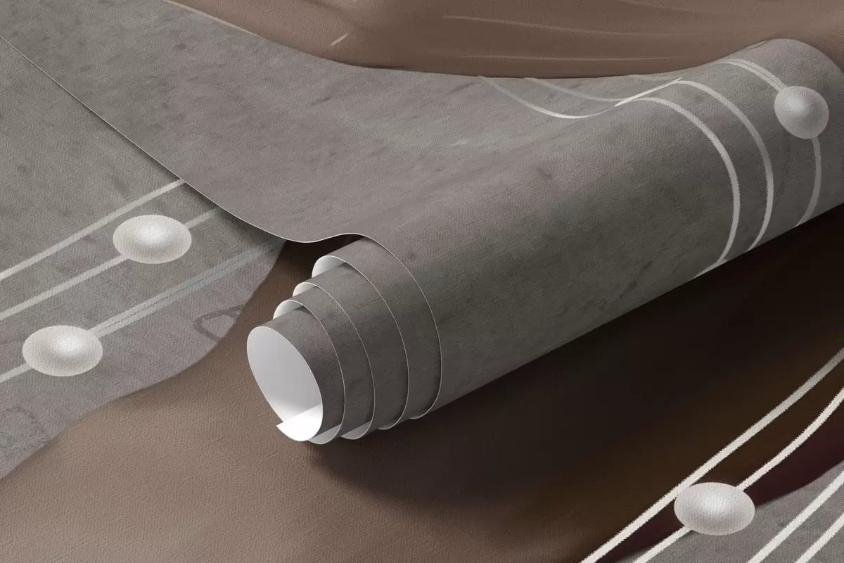 murales de pared Mujer vista desde atrás con perlas, fondo con patrón de piedras grises w04854