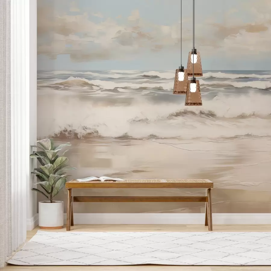 murales de pared Paisaje marino en tonos pastel w04836