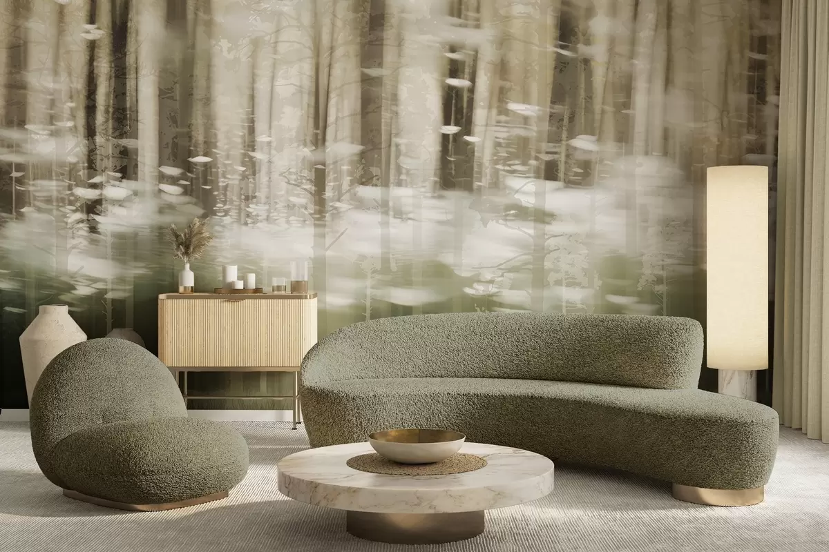 murales de pared Troncos de árboles estilizados en colores pastel w04844