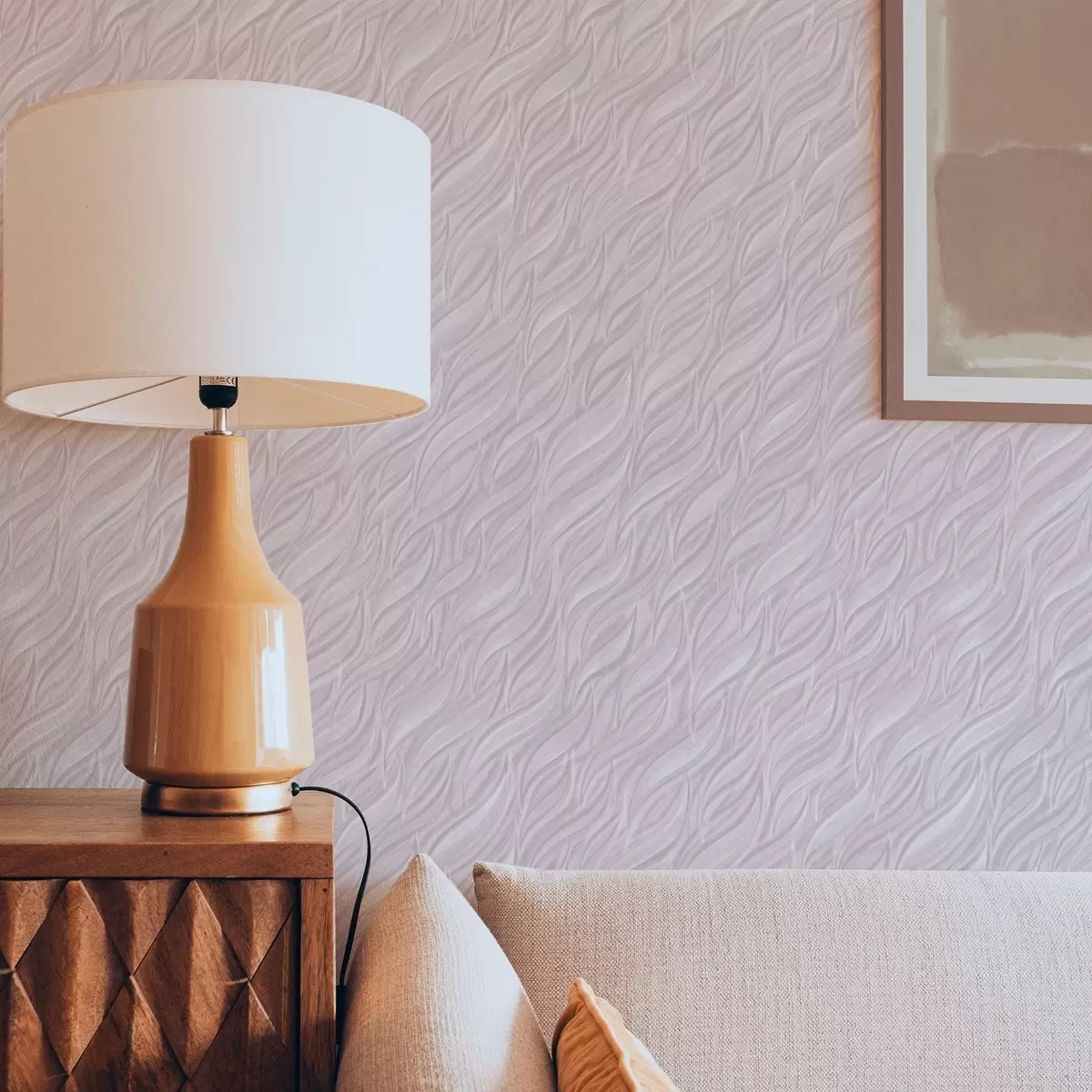 Papel pintado Ondas con textura, rosa empolvado a00688v1