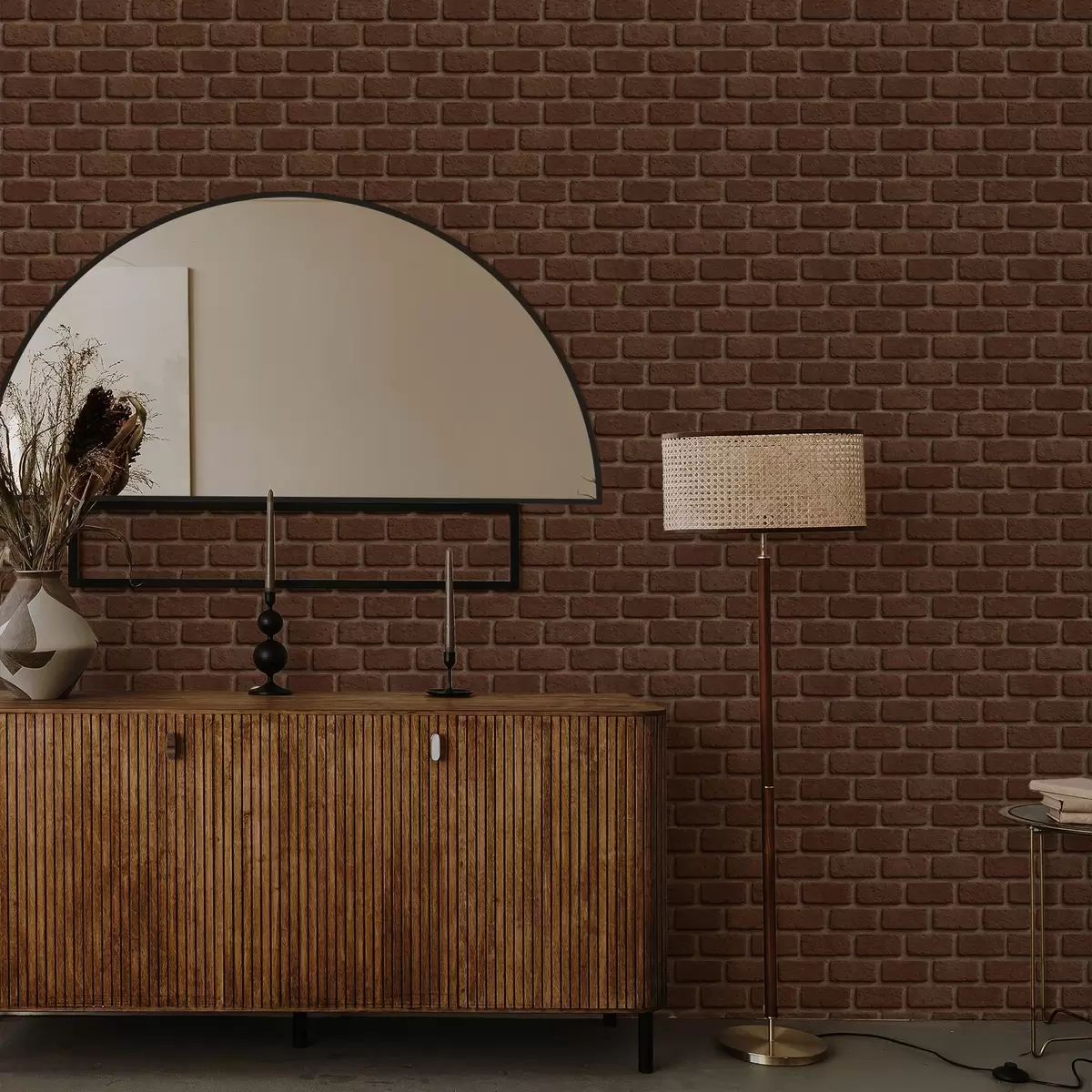 Papel pintado Textura rústica de ladrillo marrón a00879