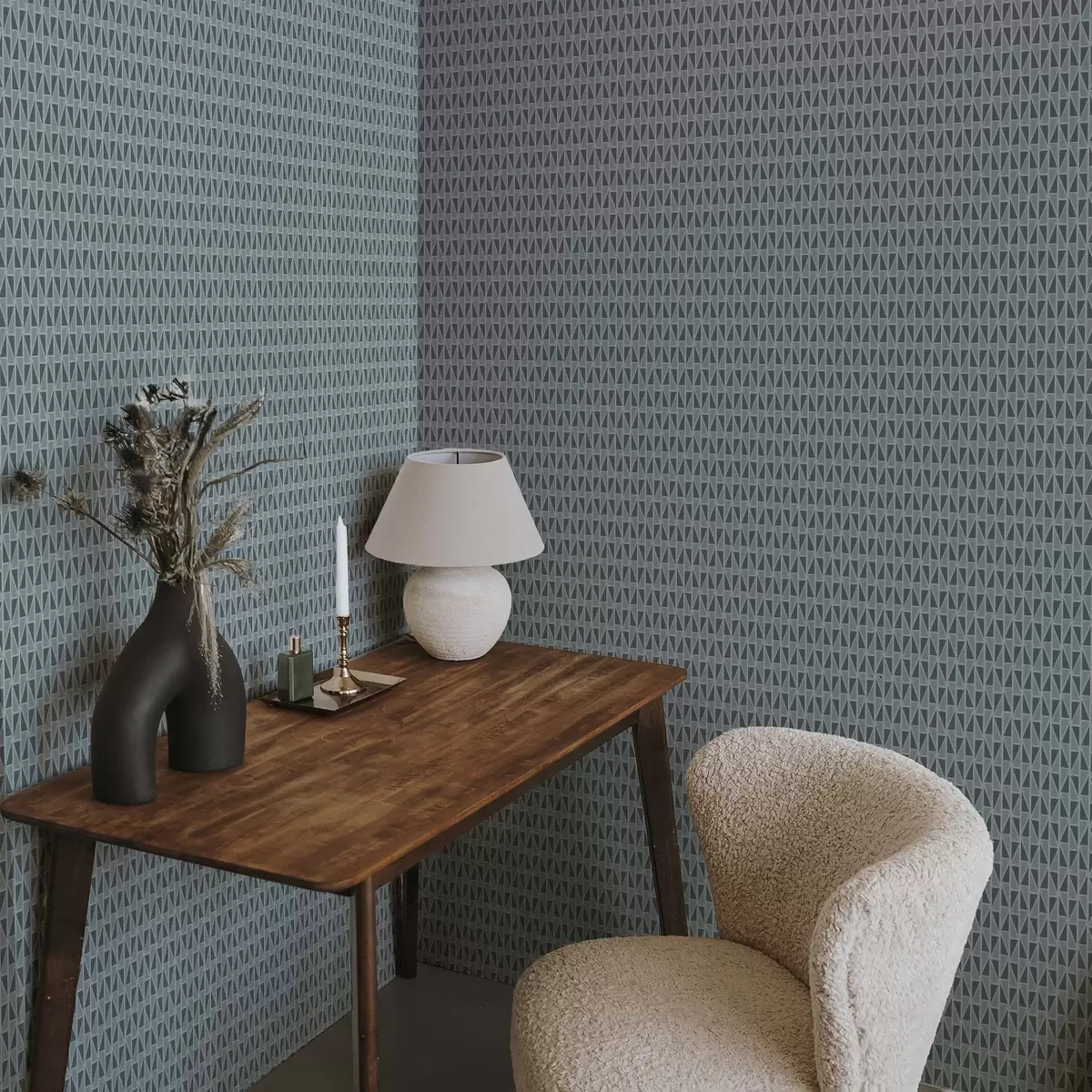 Papel pintado Celosía de paneles de vidrio verde azulado con refuerzos diagonales. a00902