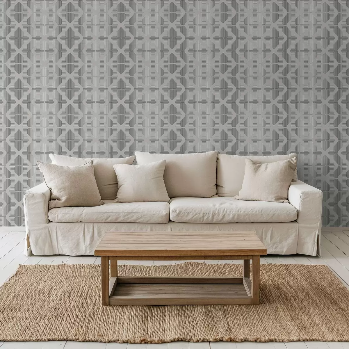 Papel pintado Líneas de pizarra que forman cuadrados escalonados sobre un fondo gris pálido. a00909