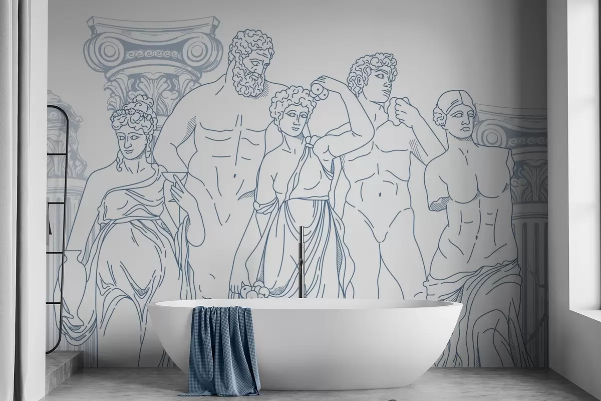 murales de pared Gente antigua y columnas w04865