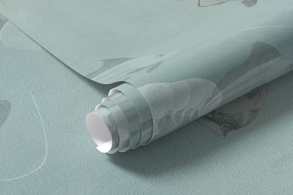 murales de pared Sirenas juguetonas bajo el mar con algas, medusas y peces. w04860