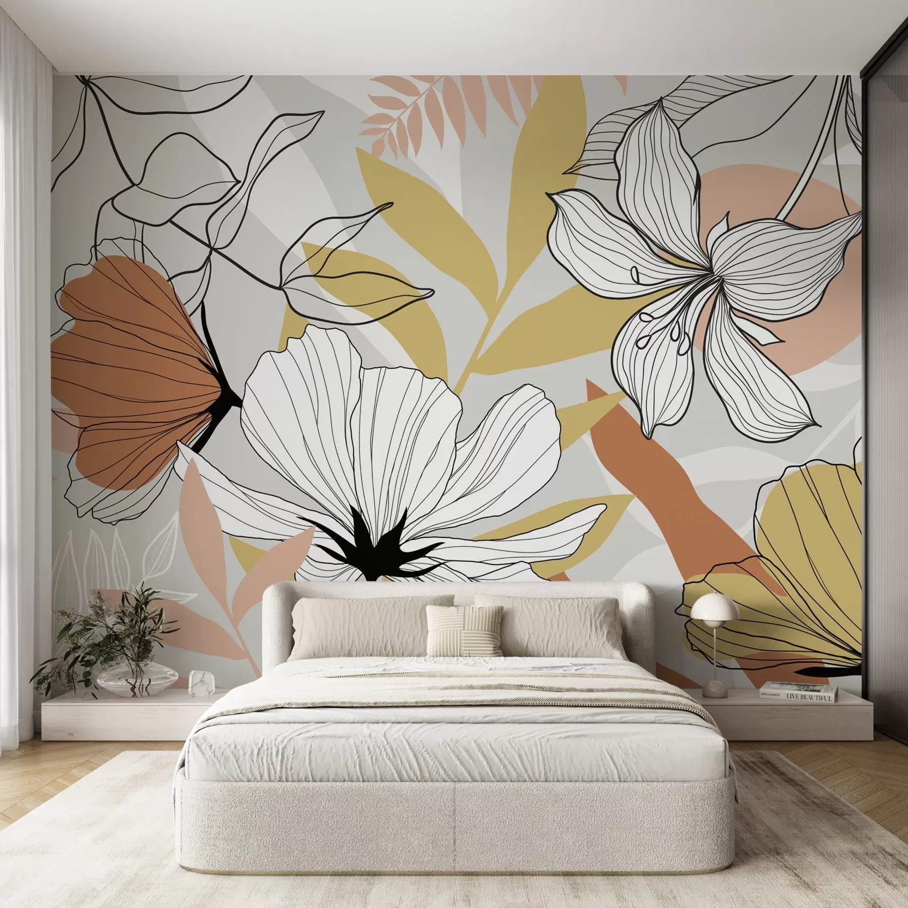 murales de pared Plantas y flores abstractas w04898