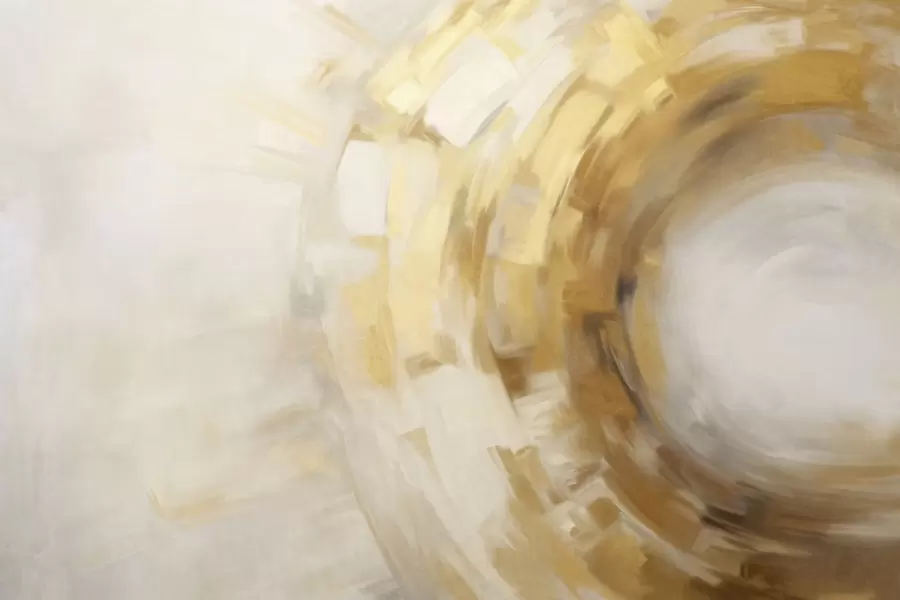 murales de pared Imitación de pintura abstracta con pinceladas circulares texturizadas en amarillo y blanco, creando una sensación de movimiento w09558