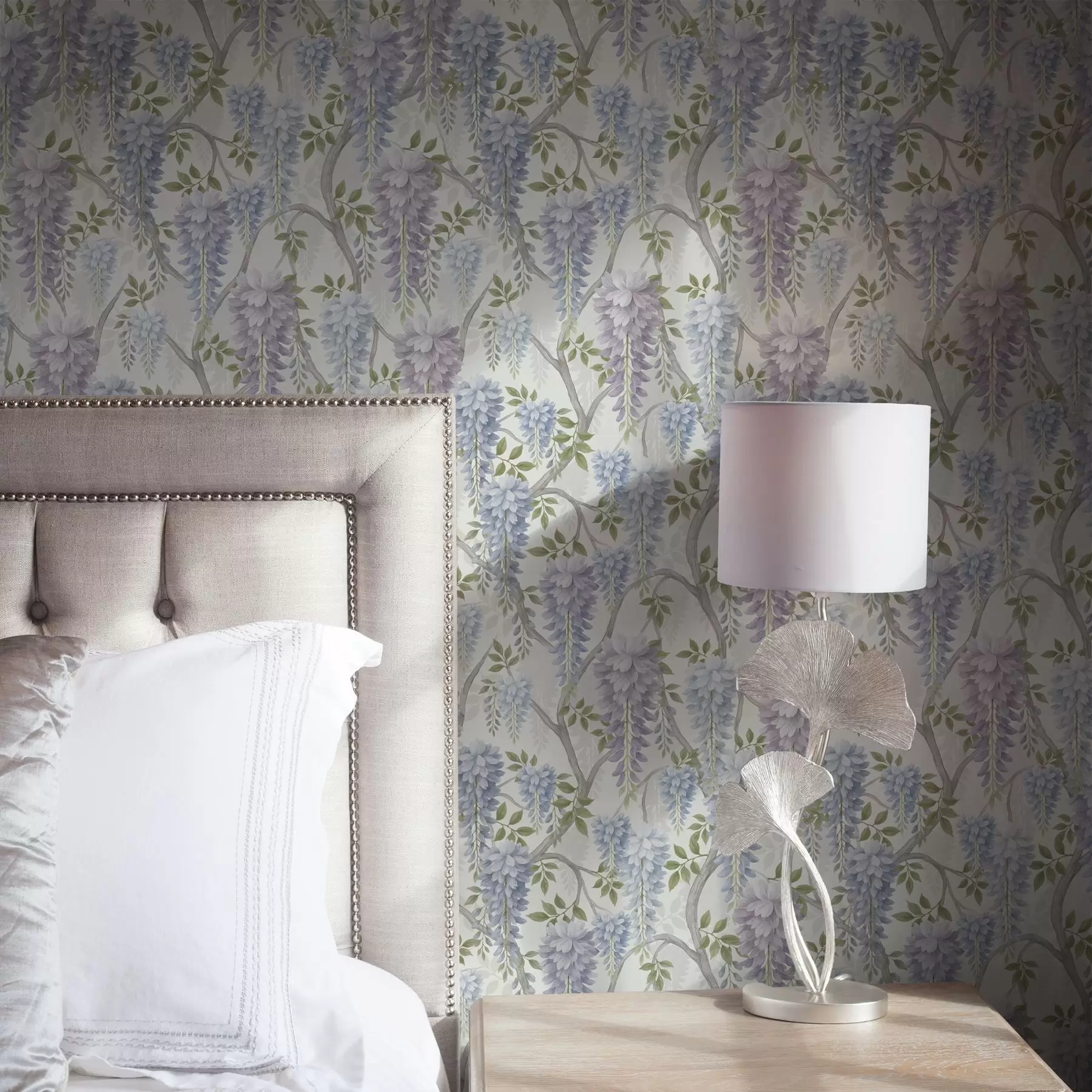 murales de pared Glicinia suave en tonos lila y azul claro a00886