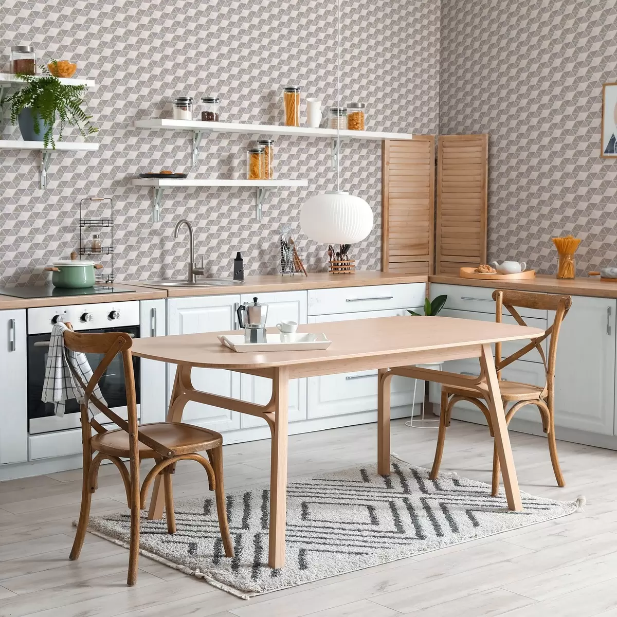 Papel pintado Triángulos con inserciones texturizadas, mezcla de gris lila y gris. a00917