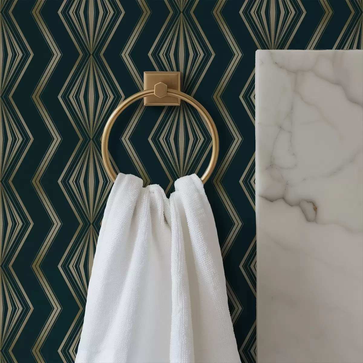 Papel pintado Patrón geométrico de rombos en color verde azulado oscuro a00973v1