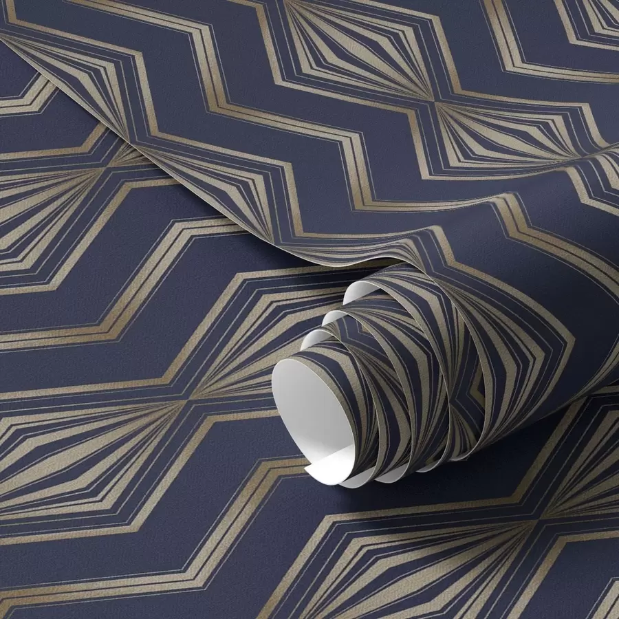 murales de pared Patrón geométrico de rombos azul oscuro a00973