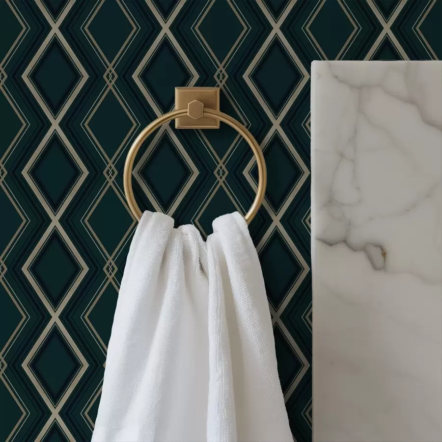 murales de pared Fondo verde azulado oscuro con una rejilla de rombos repetitiva. a00975v1