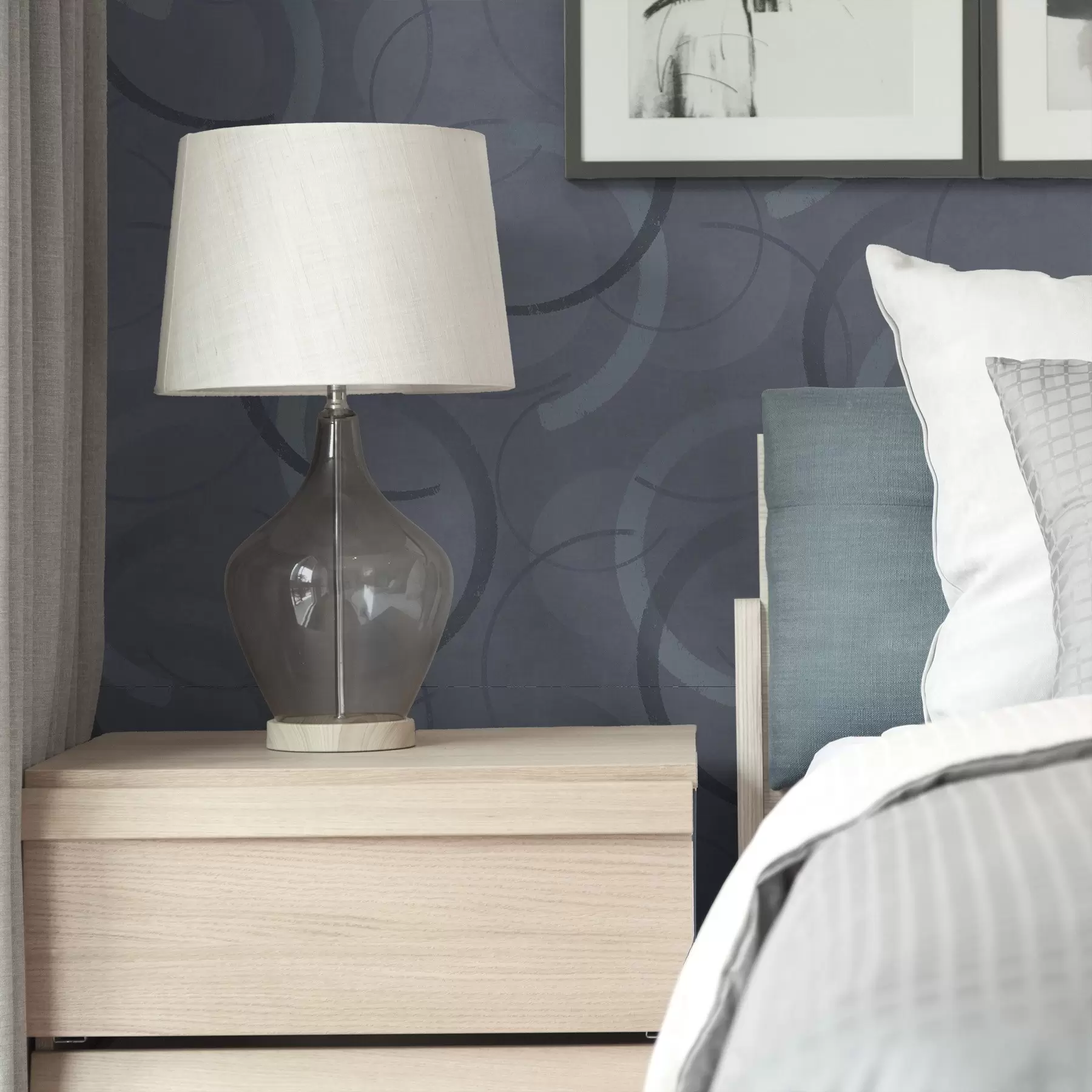 murales de pared Medios círculos y círculos suaves en una fresca paleta de colores gris azulados. a00980