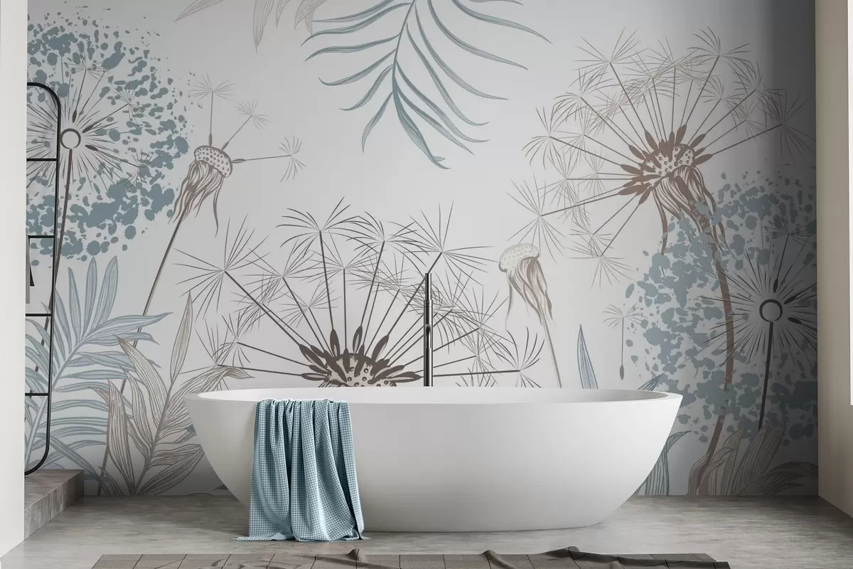 murales de pared Dientes de león entre el follaje w04942