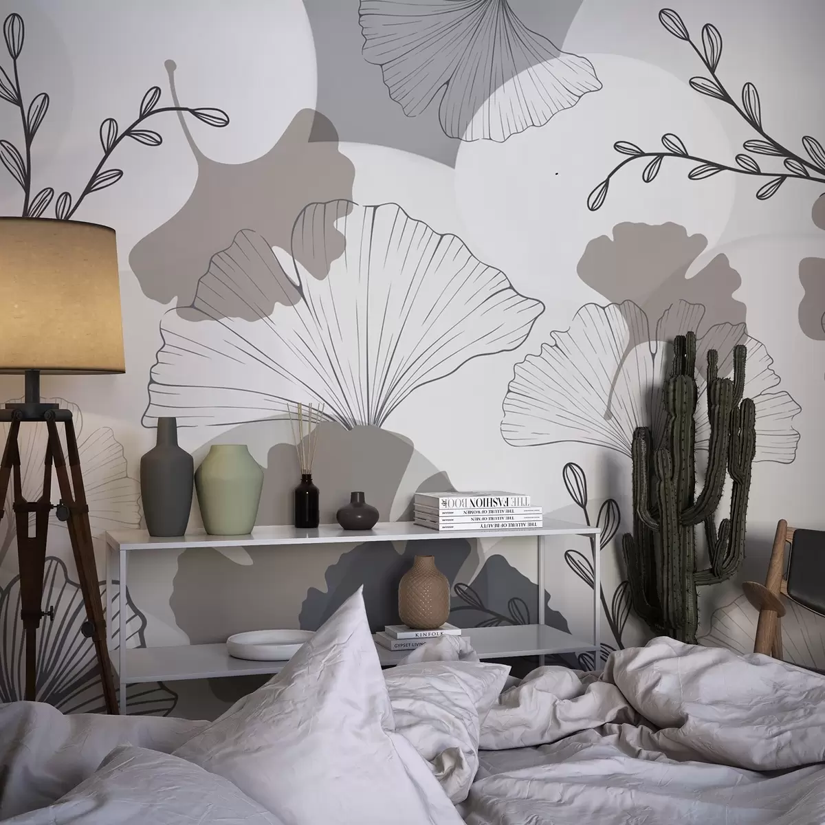 murales de pared Hojas minimalistas de ginkgo w04913