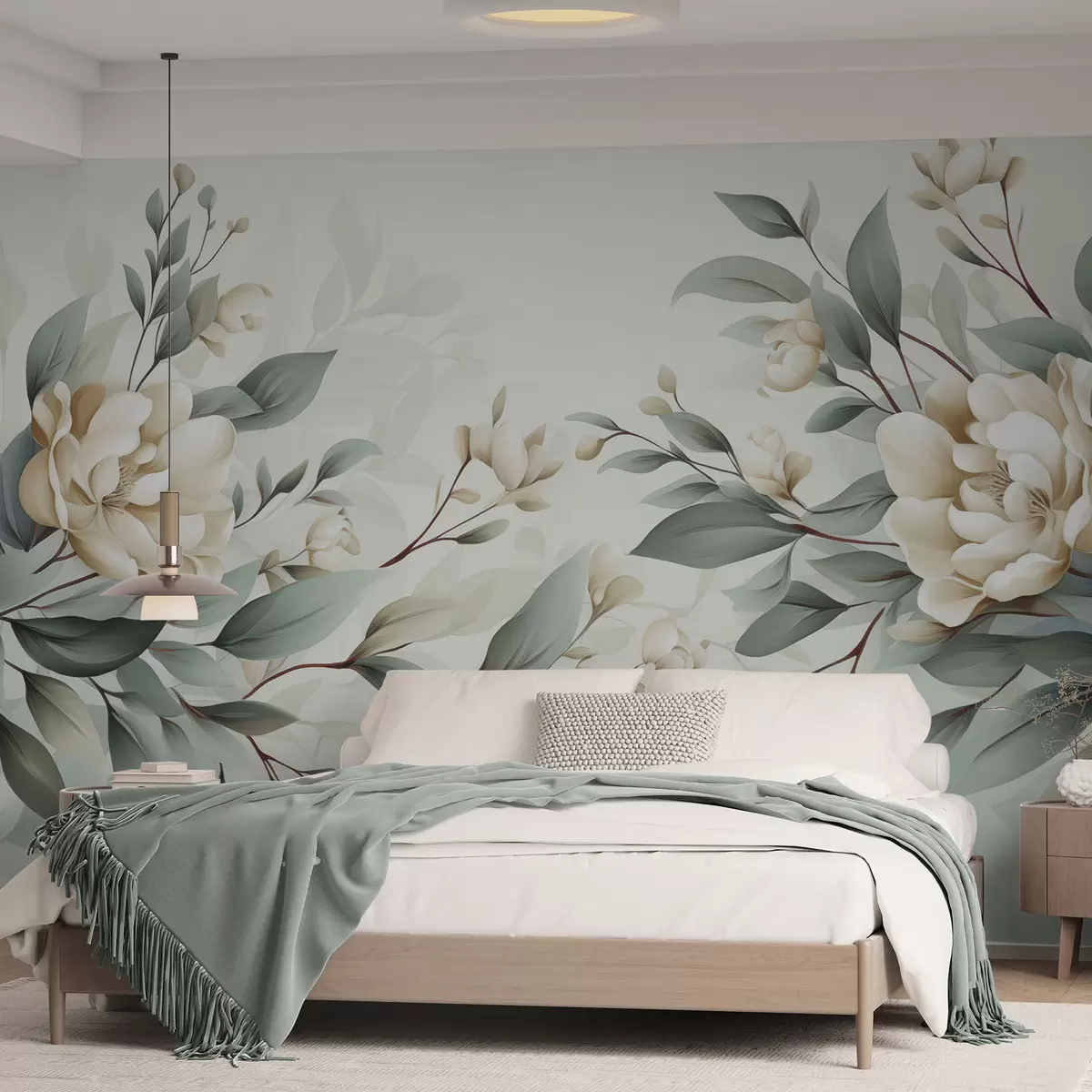 murales de pared Follaje con flores w04976