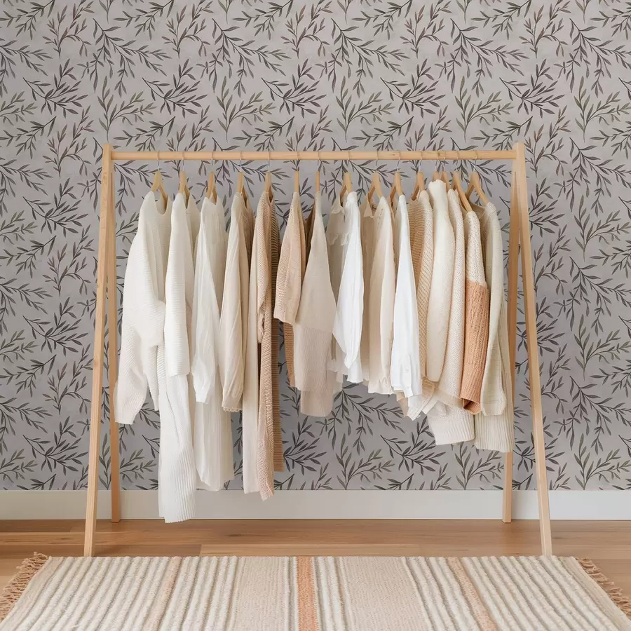 murales de pared Ramitas multicolores con hojas sobre un fondo claro. a00936v3