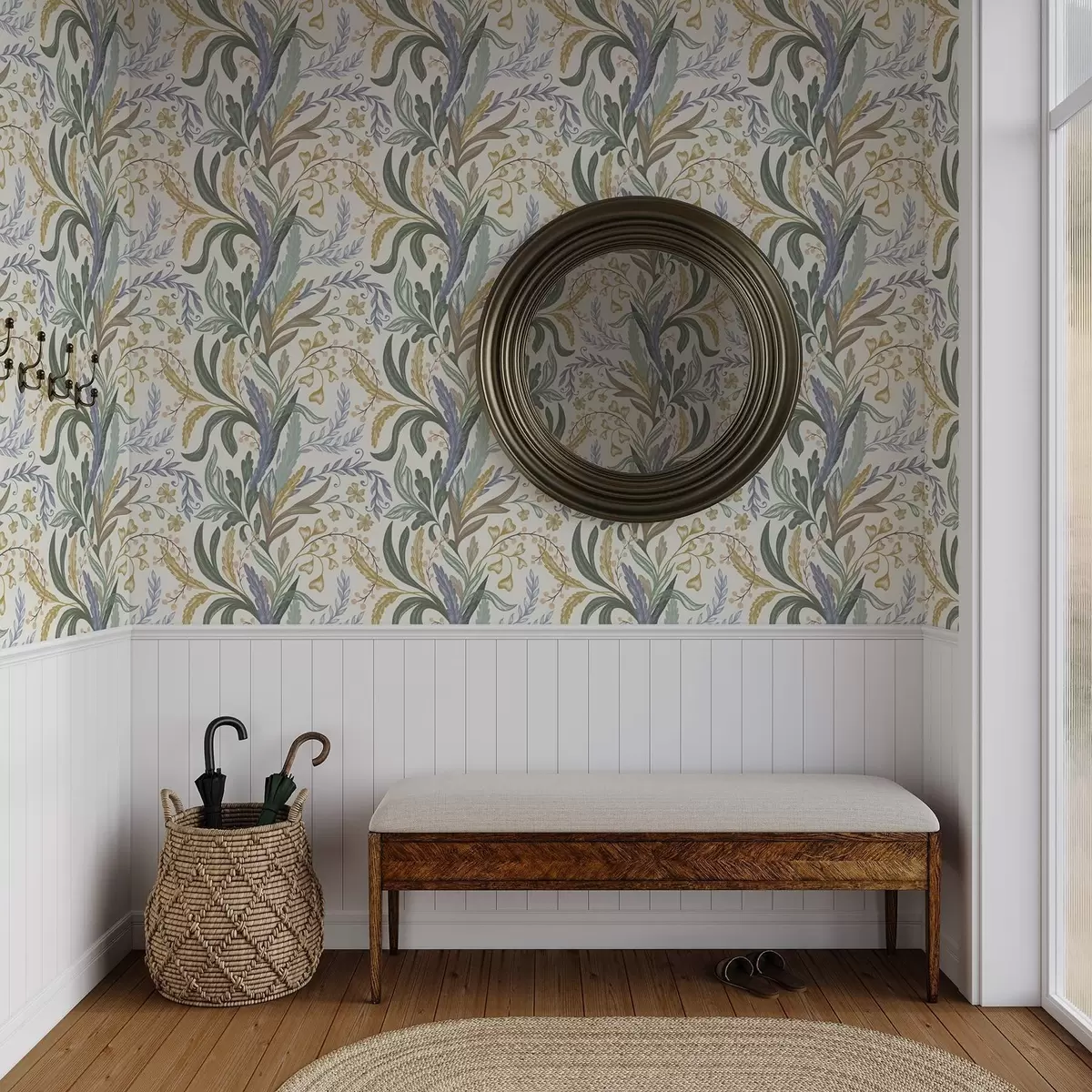 Papel pintado Exuberante adorno floral en una suave paleta de colores pastel. a00939