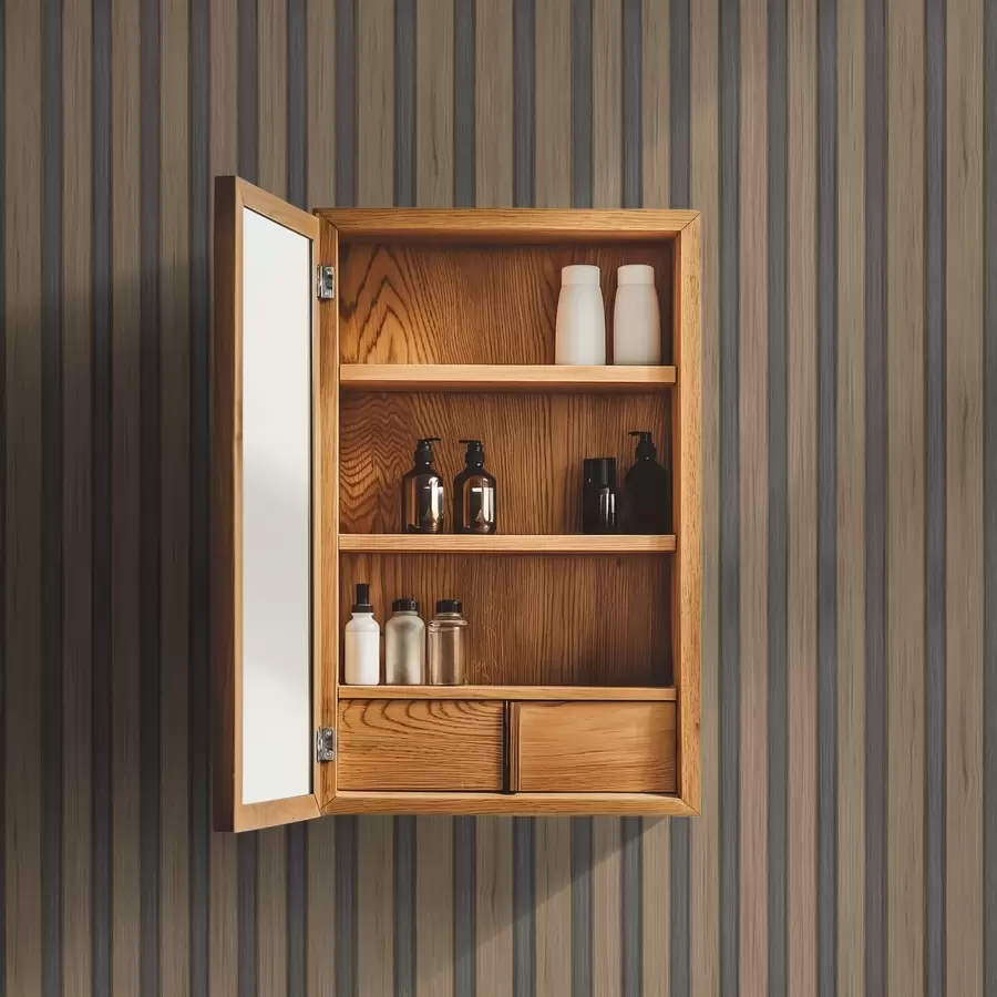 murales de pared Lamas verticales de madera con inserciones gris oscuro. a00991