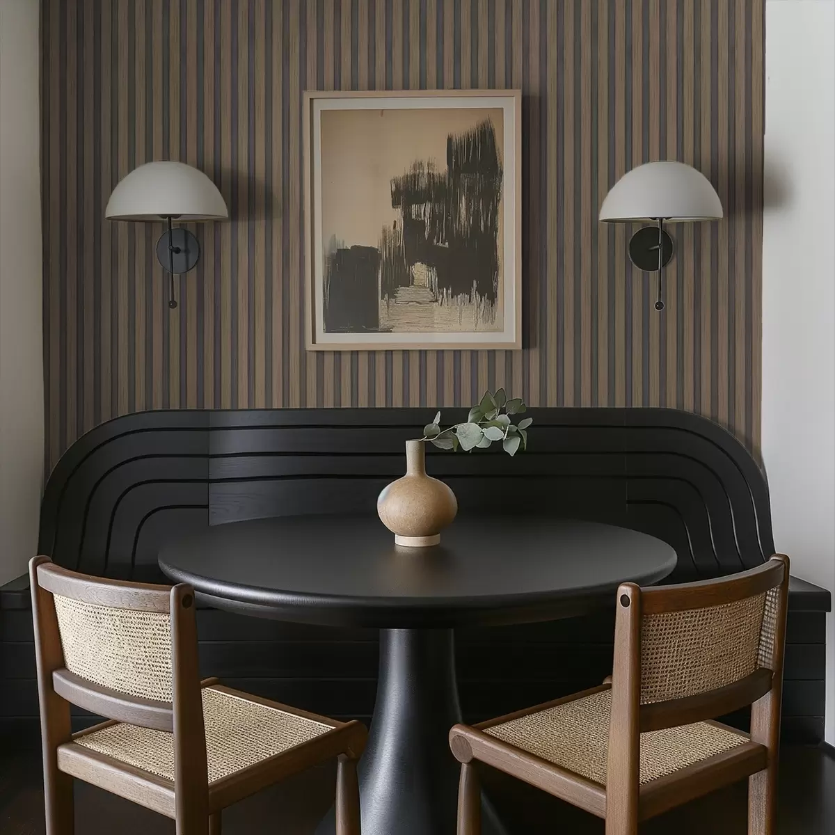 Papel pintado Lamas verticales de madera y gris con un ritmo contrastante. a00992