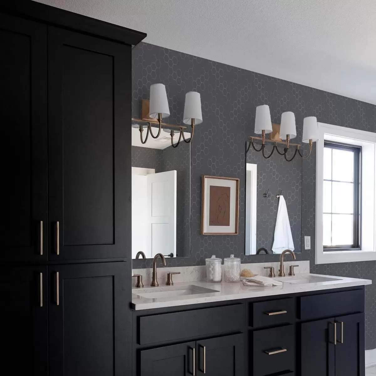 Papel pintado Patrón de panal de grafito oscuro con profundidad a01061v1