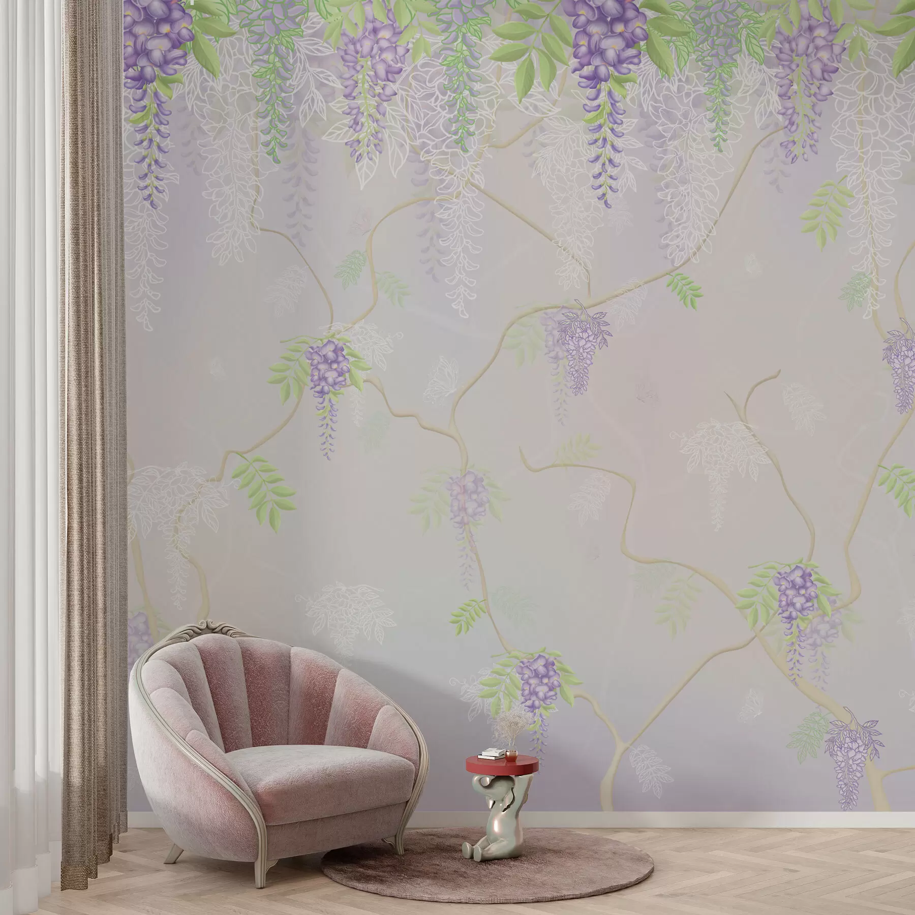 murales de pared Elegante diseño floral en tonos pastel. w01685