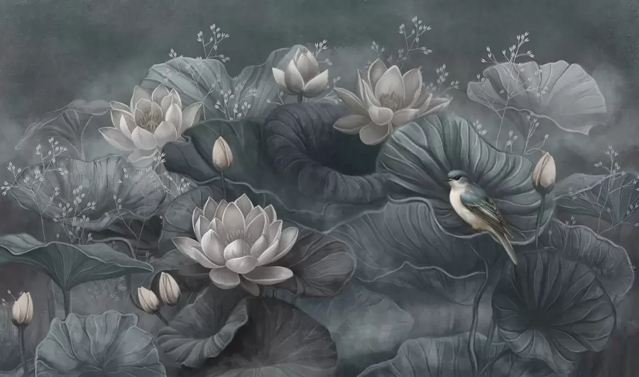 murales de pared Serenidad entre las elegantes flores de la naturaleza w02407