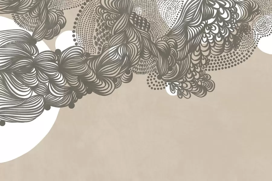 murales de pared Diseño abstracto con textura sobre fondo beige, con líneas intrincadas y texturas punteadas. w09621