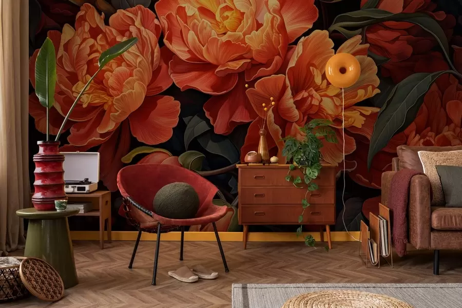 murales de pared Tarde cálida y floral w05044