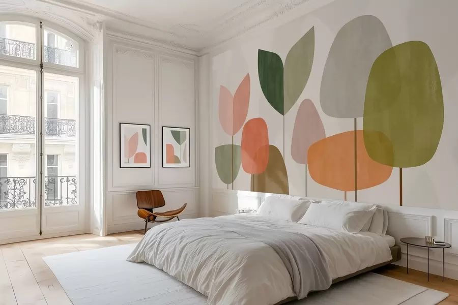 murales de pared Árboles abstractos en un estilo ingenuo. w05059