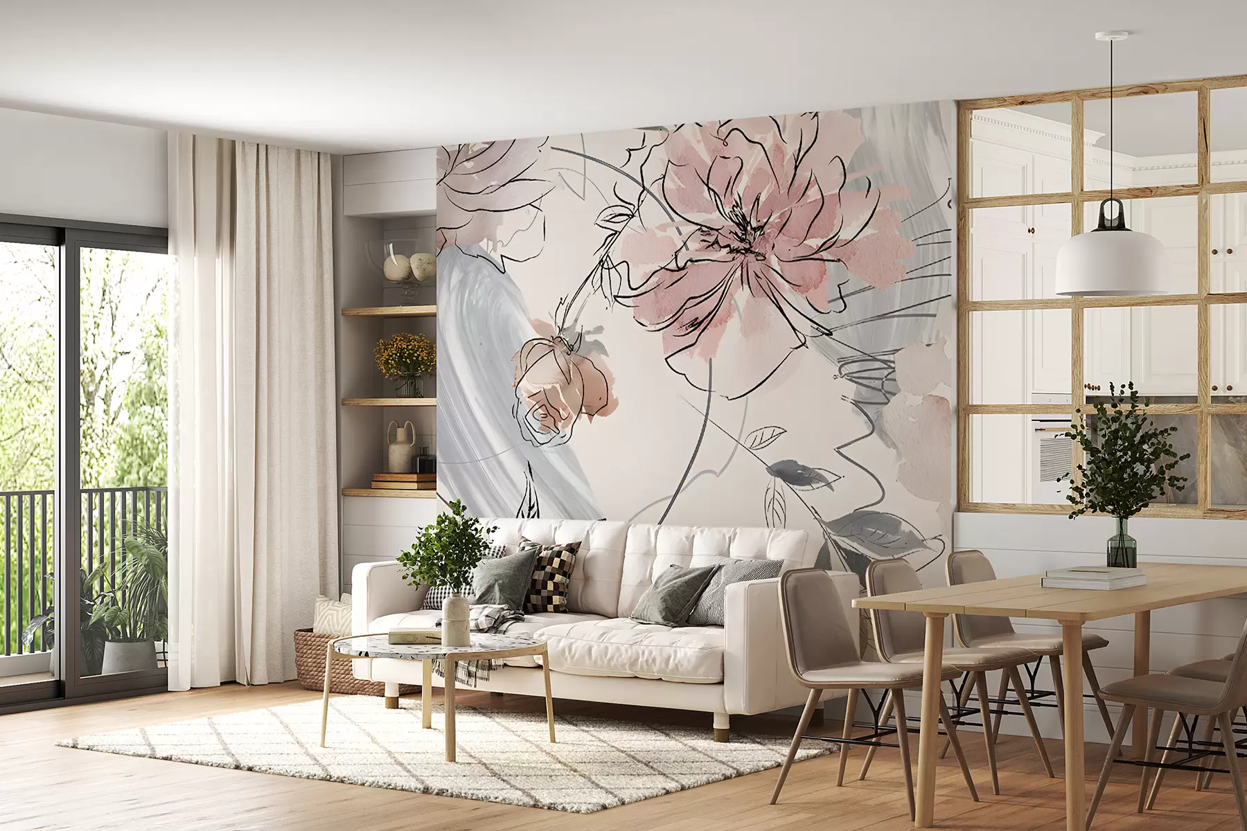 murales de pared Flores de acuarela u71515