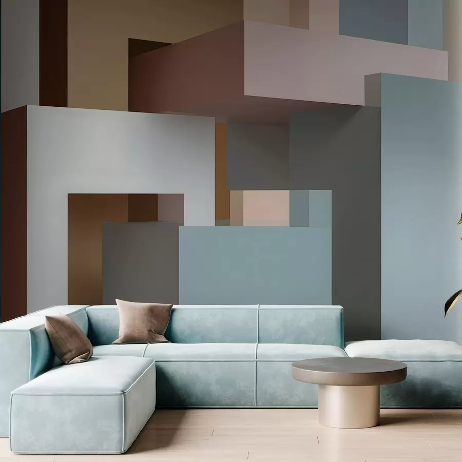 murales de pared geometría abstracta en estilo 3D w05065