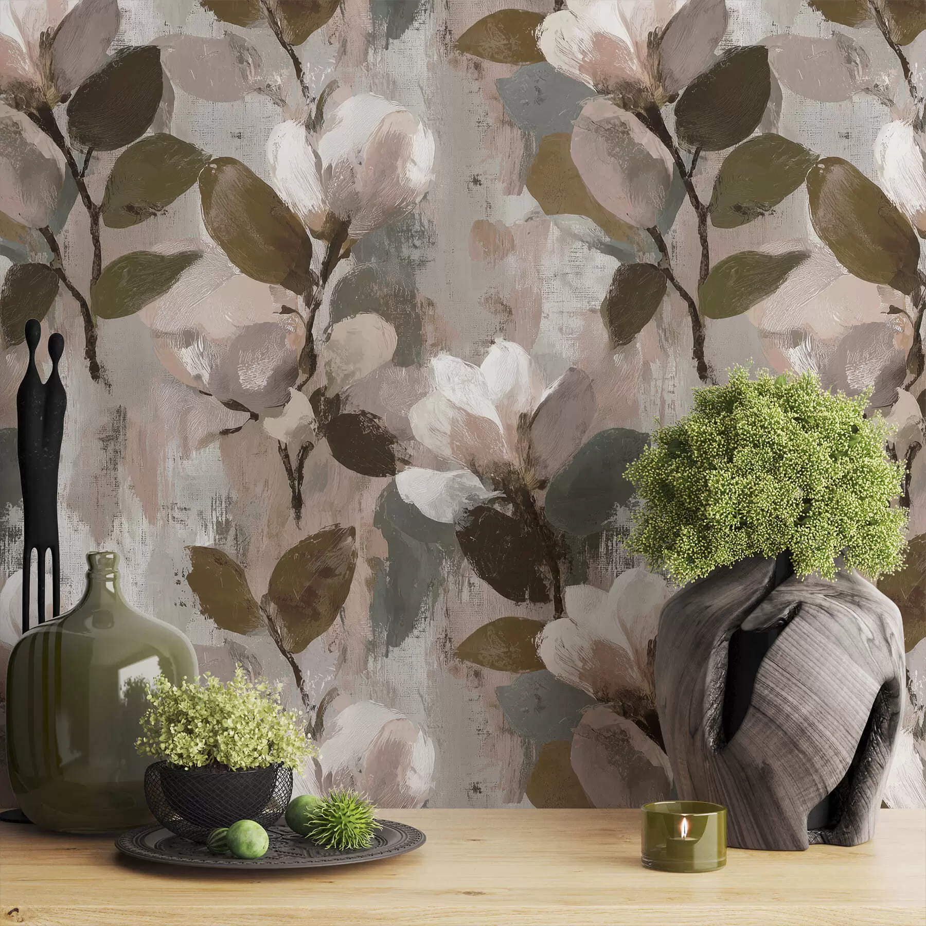 murales de pared Pinceladas florales a00968v1