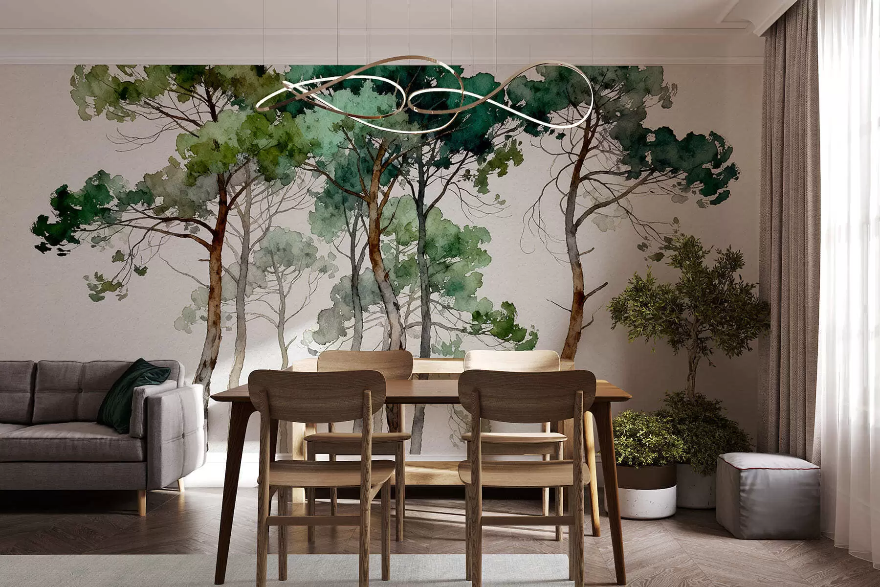 murales de pared Pinos pintados w05173