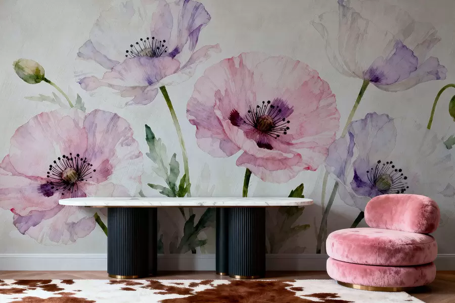 murales de pared Amapolas de acuarela w05174