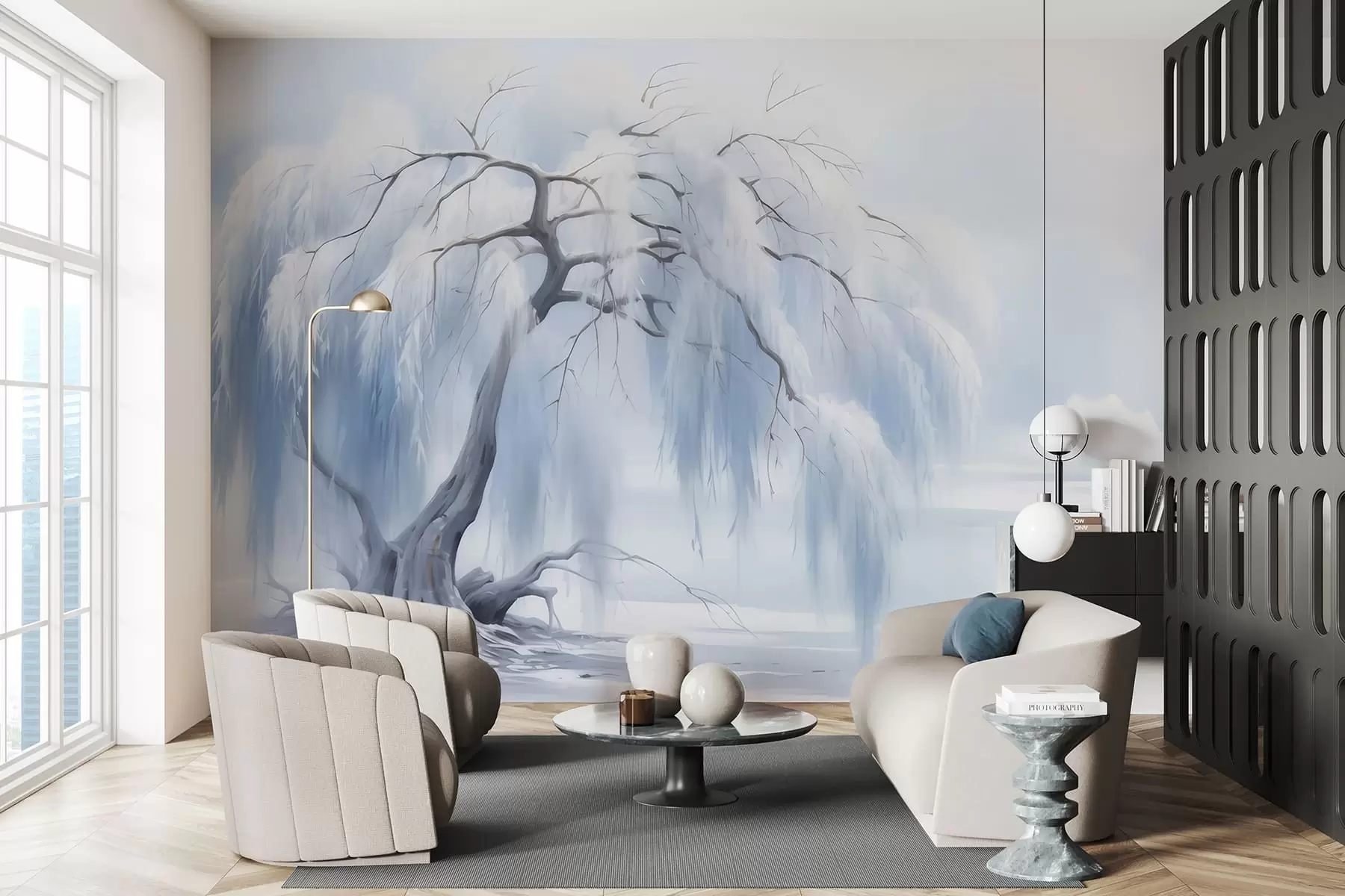 murales de pared Árbol pintado exuberante w05179